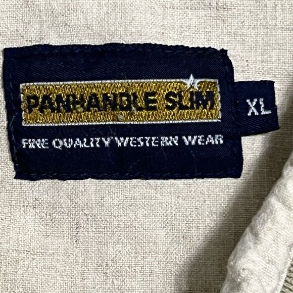VINTAGE Panhandle Slim Polo Shirt Men's XL Beige Linen Blend Breathable Pullover - Picture 3 of 16